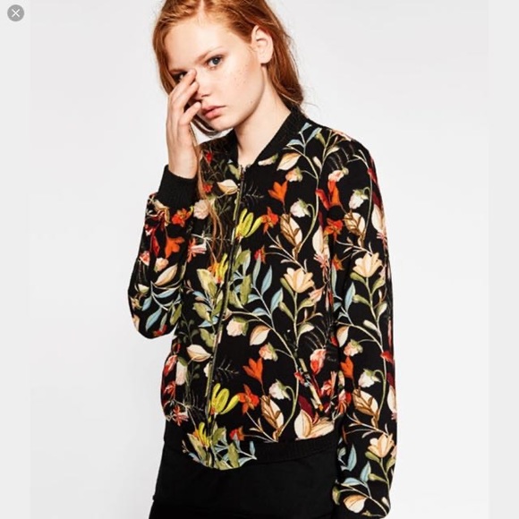 Zara Floral Print Bomber Jacket - Picture 2 of 6
